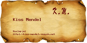 Kiss Mendel névjegykártya